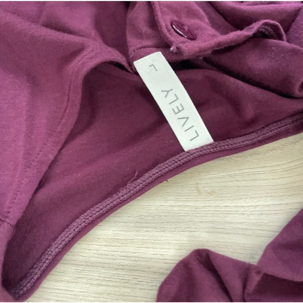 Lively Jumpsuit‎ Pajamas Sleepwear Burgundy Long Sleeve Drawstring Pockets L
